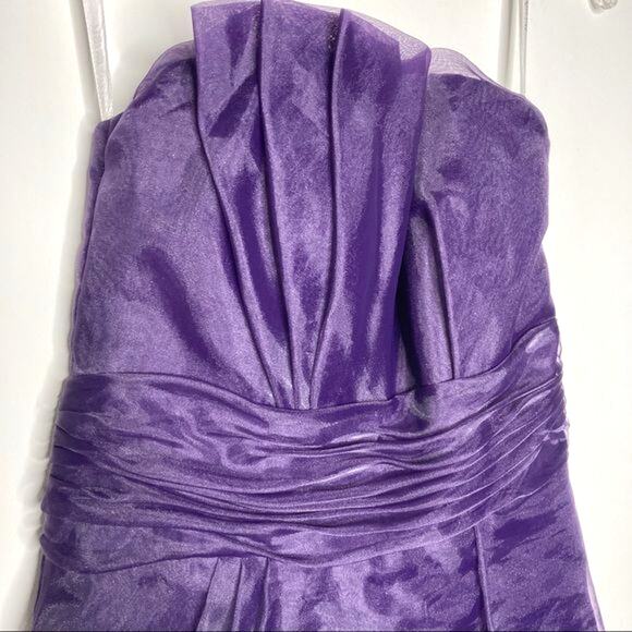 NWT David’s Bridal Wms 2 Strapless Purple Lapis Organza Dress Formal Bridesmaid - Picture 6 of 14